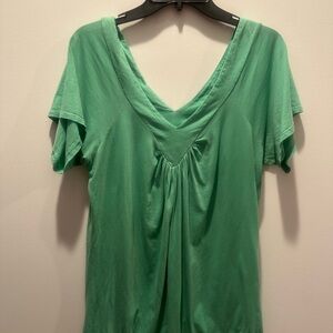 Green Ruched Short Sleeve Blouse